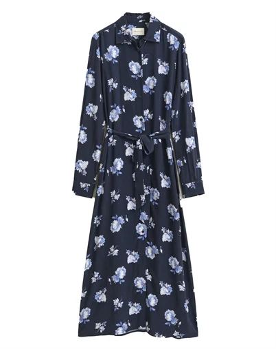 Gant - Printed Shirt Kjole - Evening Blue 